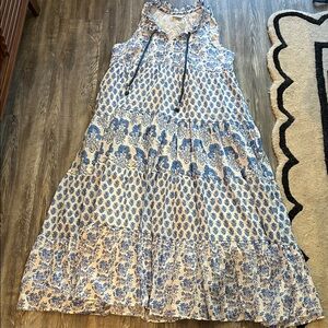 Calypso St. Barth Floral Blue and White Maxi Dress Large